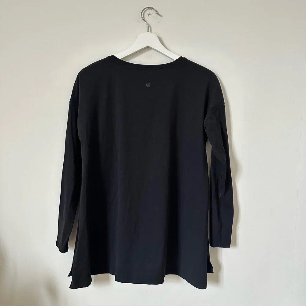 Lululemon Hit Unwind Long Sleeve Top Black Rulu Relaxed Fit Size 4